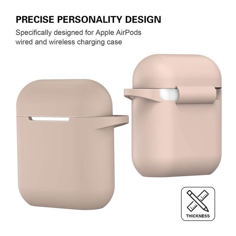 ATUAT Compatible with AirPods Case Cover, Full Protective Silicone Skin Dust-Proof Designed for Apple AirPods 1st 2nd Generation with Keychain, Front LED Visible, Tan/Milk Tea - Image 5